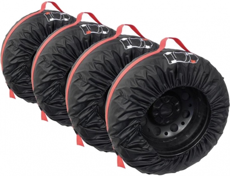 Carpoint Reifenabdeckungen schwarz, aus Kunststoff, für 13-16 Zoll Reifen, 4er-Set