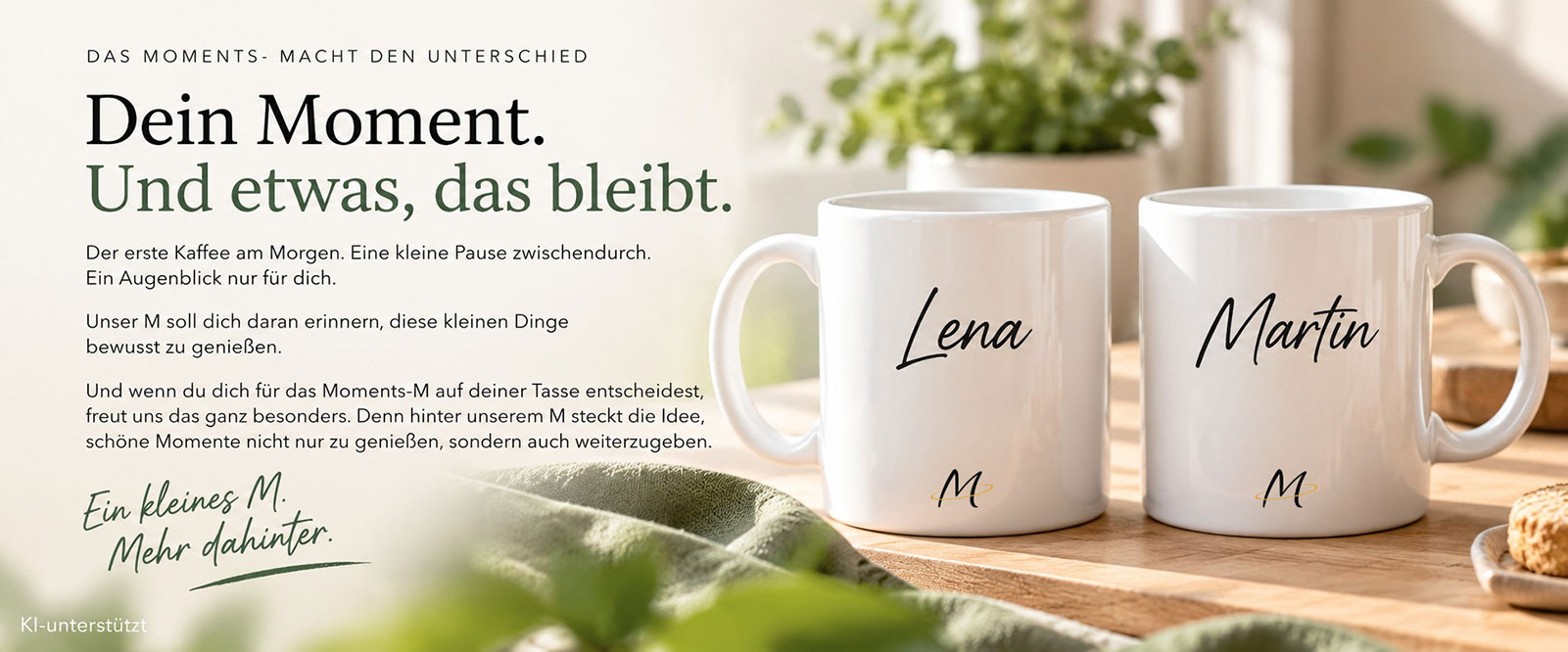 Personalisierte Moments Tassen mit M macht den Unterschied mehr dahinter