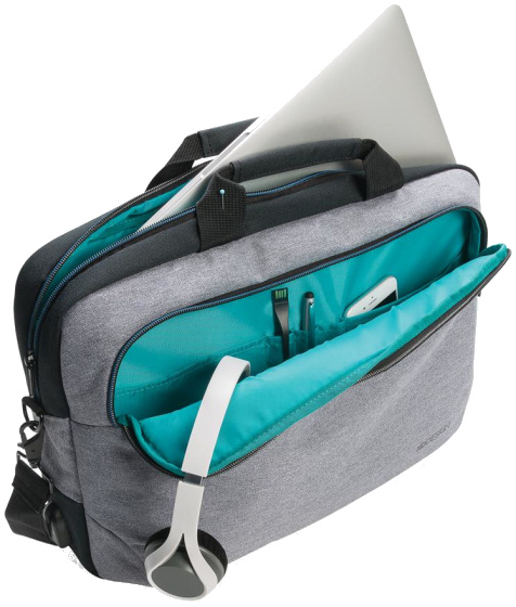 XD Xclusive Laptoptasche grau, aus Polyester, für 15 Zoll Laptops, 8 Liter, ca. 41 x 30 x 7 cm
