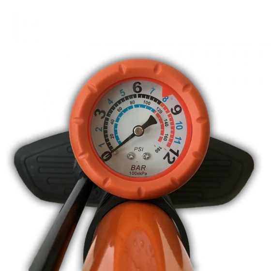 Lynx Standpumpe orange, aus Stahl, mit Manometer, für alle Ventile, bis ca. 6 bar