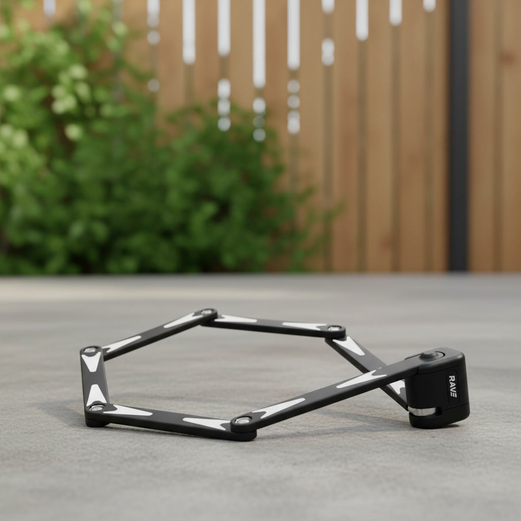 RAVE Fahrradschloss Faltschloss Ultimate Pro 8 mit Schlüssel inkl. Halterung - Länge 95 cm - Schwarz
