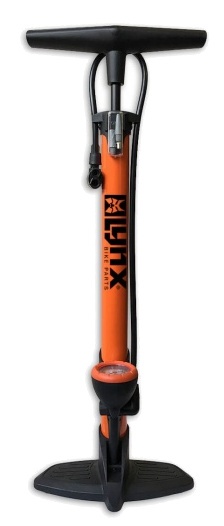 Lynx Standpumpe orange, aus Stahl, mit Manometer, für alle Ventile, bis ca. 6 bar