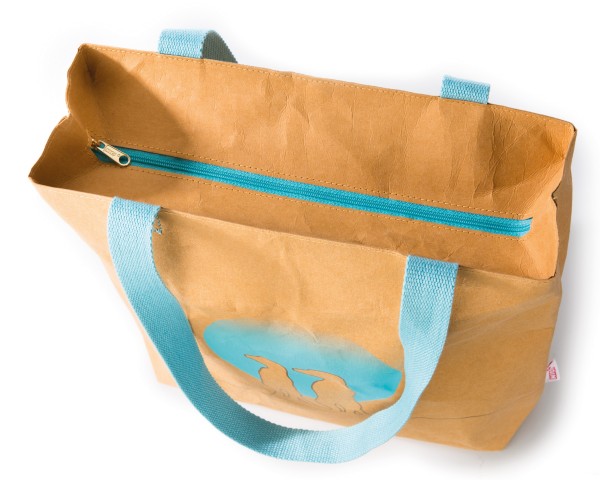 Nici Schultertasche Erdmännchen Braun/Türkis, Kunstleder, ca. 36 x 29 x 9 cm