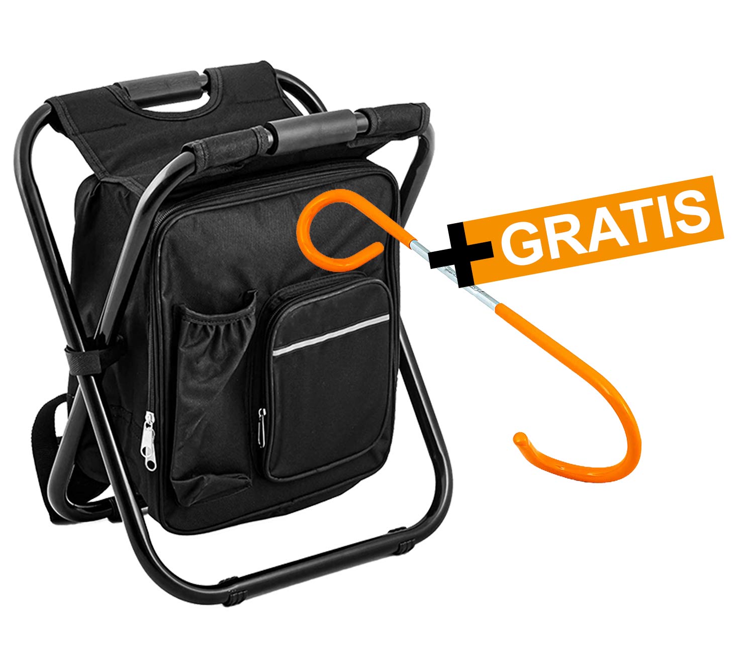 RAVE Outdoor Sitzrucksack Campingstuhl mit Kühltasche - ca. 13 Liter - Schwarz