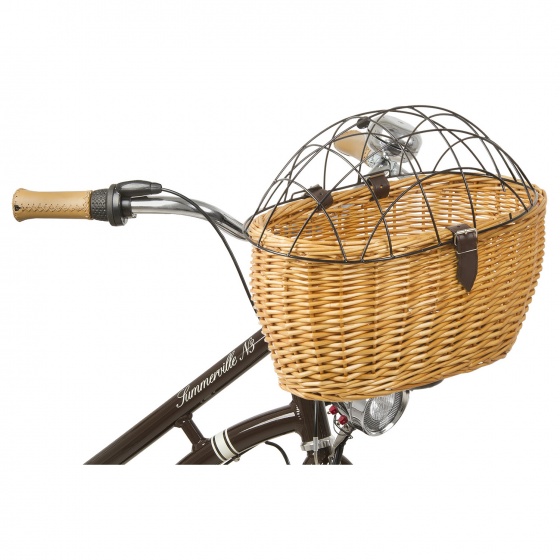M-Wave Hundefahrradkorb BA Pet braun, aus Schilf & Stahl, für Sattelstütze & Gabel, ca. 43 x 29 x 22 cm