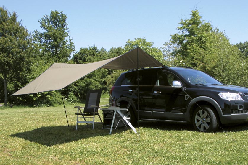 Eurotrail Abdeckplane Carside braun, aus Polyester, für Dachgepäckträger, ca. 3,6 x 3,5 m, 6-teilig