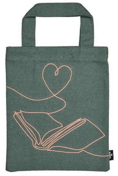 Moses Tragetasche Libri-x Buchliebe türkis, aus Baumwolle, 8 Liter, ca. 24 x 20 cm