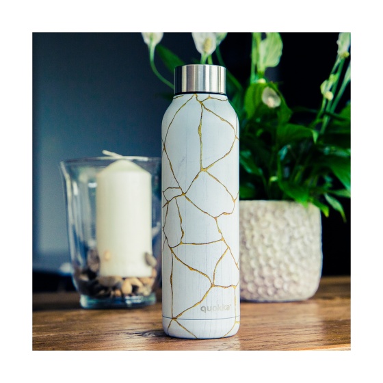 Quokka Thermosflasche Solid Kintsugi weiß, aus Edelstahl, 630 ml, ca. 25 x 7 cm