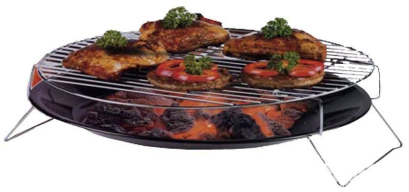 BBQ Collection Grillschale schwarz, aus Chrom & Stahl, mit Rost, ca. 36 cm