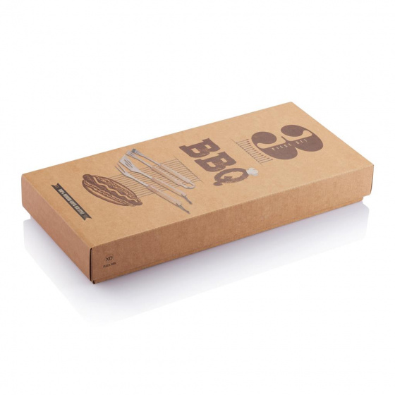 XD Collection Grillbesteck-Set braun/silber, aus Edelstahl & Bambus, 3-teilig