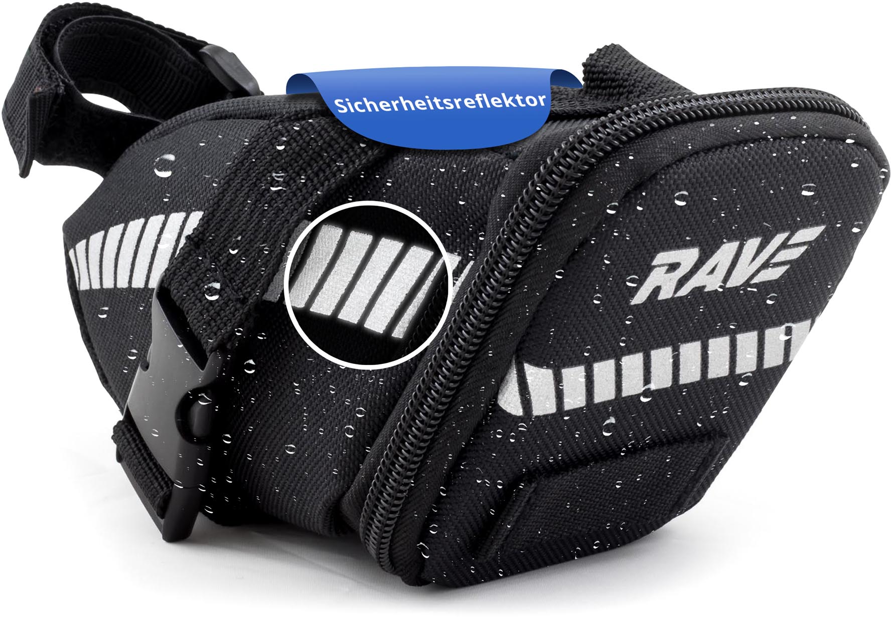 RAVE Fahrradtasche Satteltasche Strap L - ca. 1,2 Liter - Schwarz