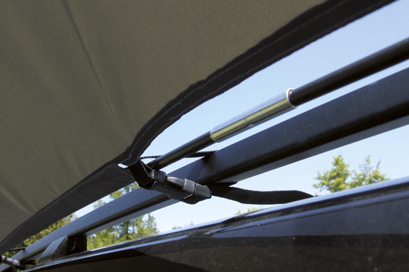 Eurotrail Abdeckplane Carside braun, aus Polyester, für Dachgepäckträger, ca. 3,6 x 3,5 m, 6-teilig