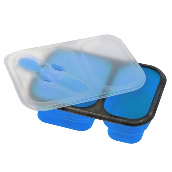Regatta Lunchbox-Set blau, aus Silikon & PP-Kunststoff, mit Göffel, 3-teilig