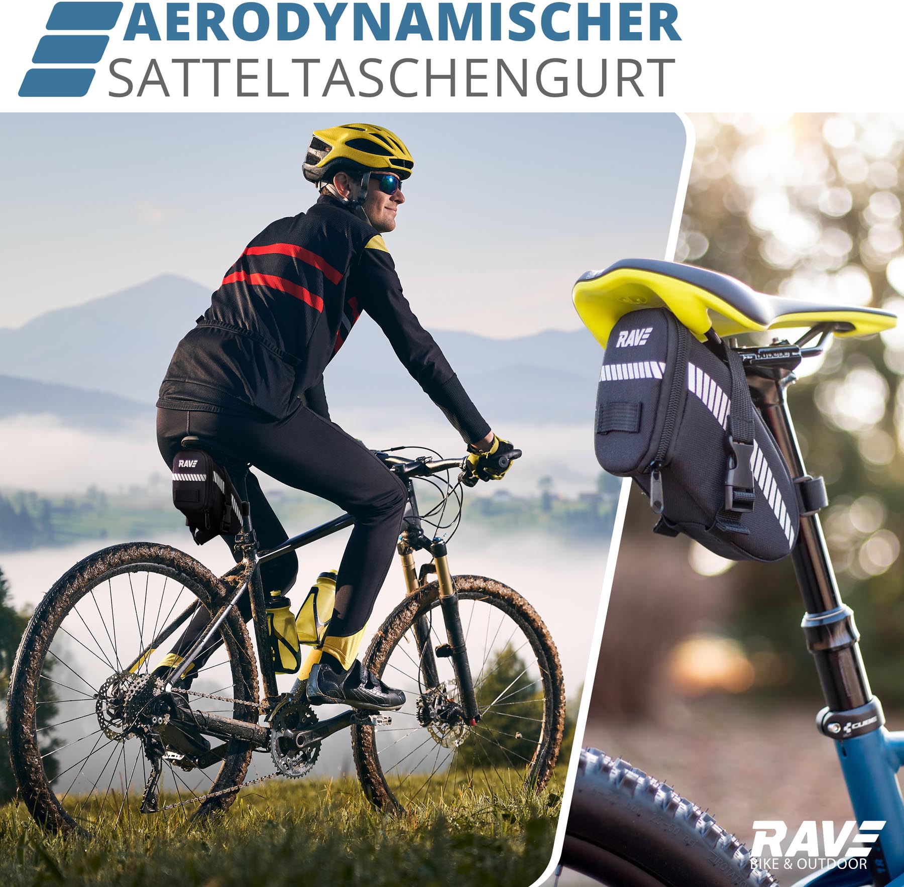 RAVE Fahrradtasche Satteltasche Strap L - ca. 1,2 Liter - Schwarz