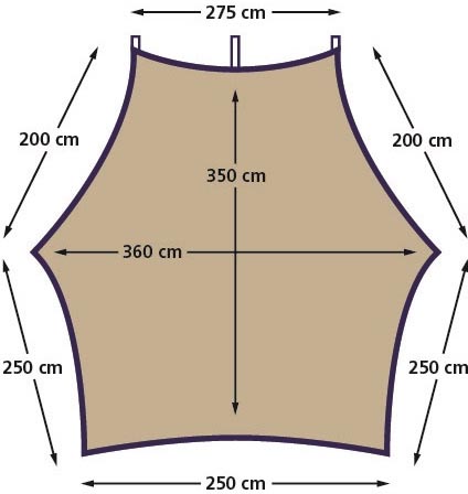 Eurotrail Abdeckplane Carside braun, aus Polyester, für Dachgepäckträger, ca. 3,6 x 3,5 m, 6-teilig