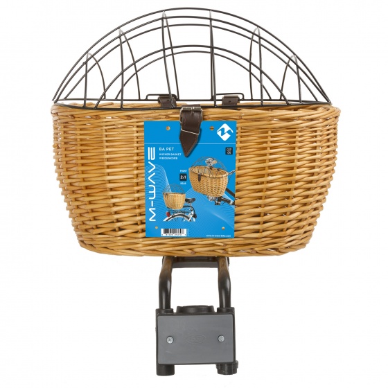 M-Wave Hundefahrradkorb BA Pet braun, aus Schilf & Stahl, für Sattelstütze & Gabel, ca. 43 x 29 x 22 cm