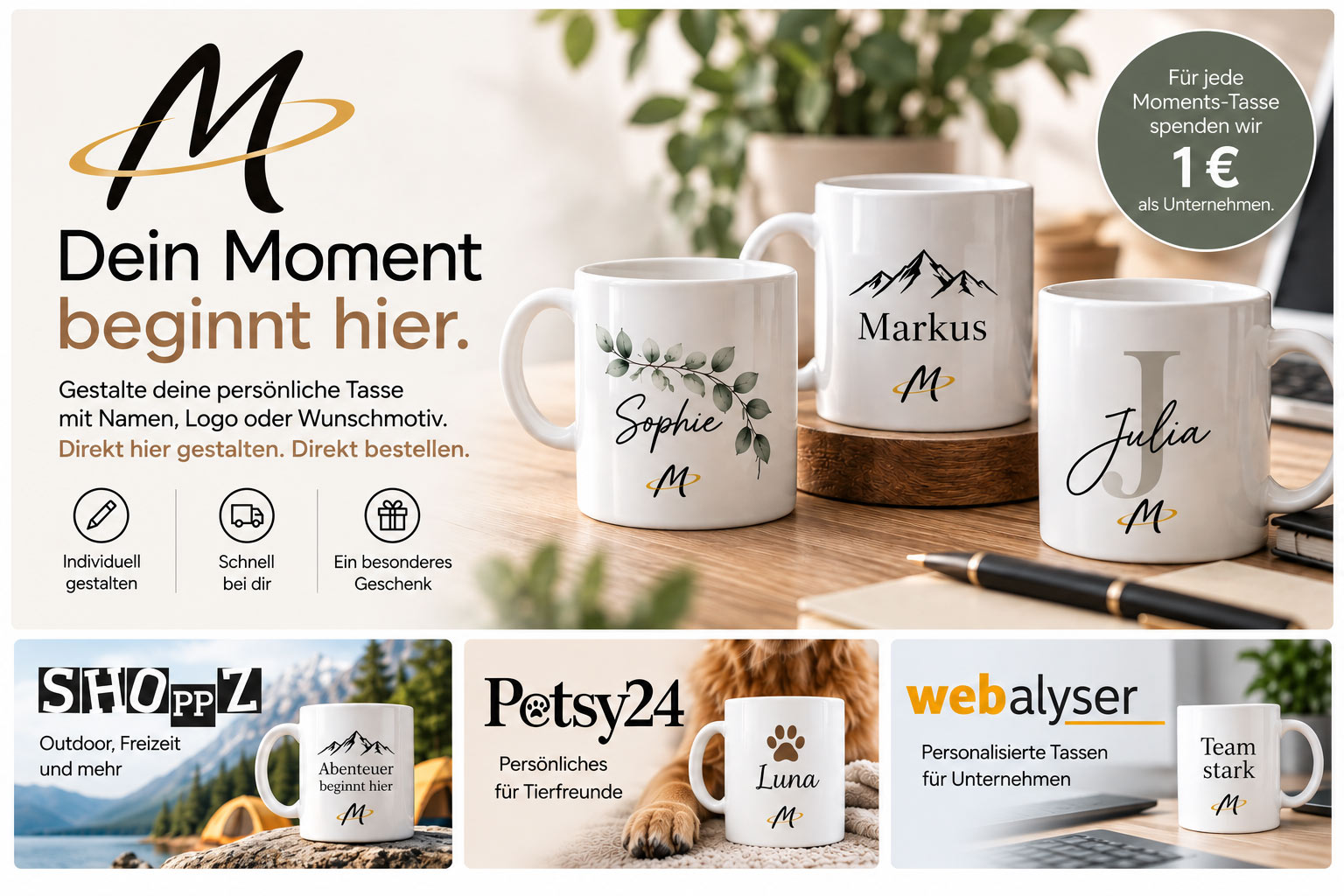Personalisierte Tassen mit eigenem Logo und Namen
